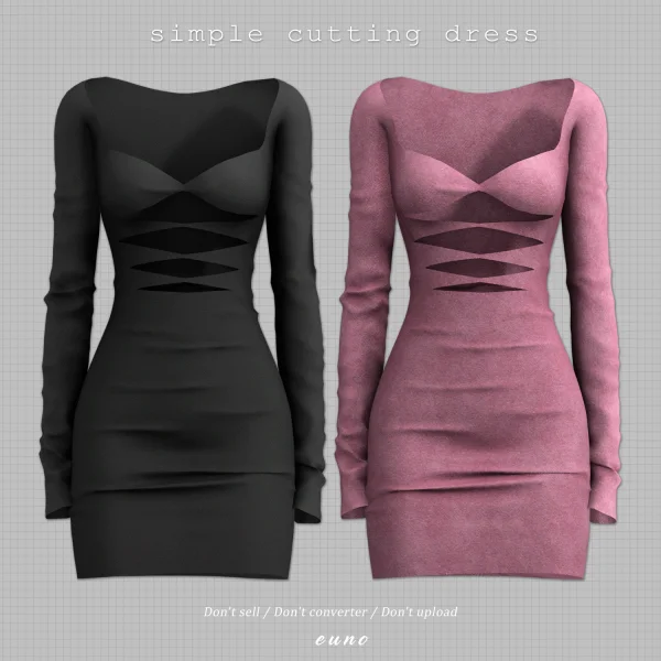 Simple cutting dress » Free Sims Mods